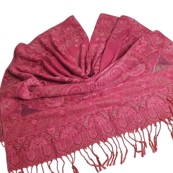 Collection Eighteen Pink Paisley Patterned Scarf With Women Fashion Accessory - Picture 2 of 6